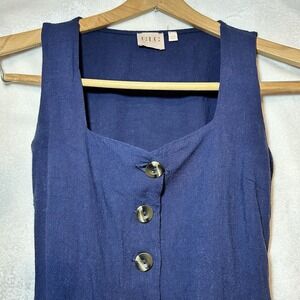 GLG 2 Piece Set‎ Good Luck Gem Tank Shirt Wide Leg Pants Women's Small Button Up